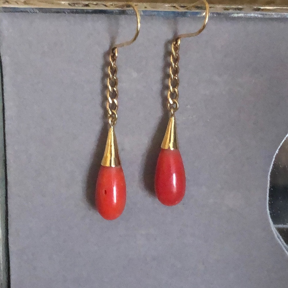 Coral  pierced earring